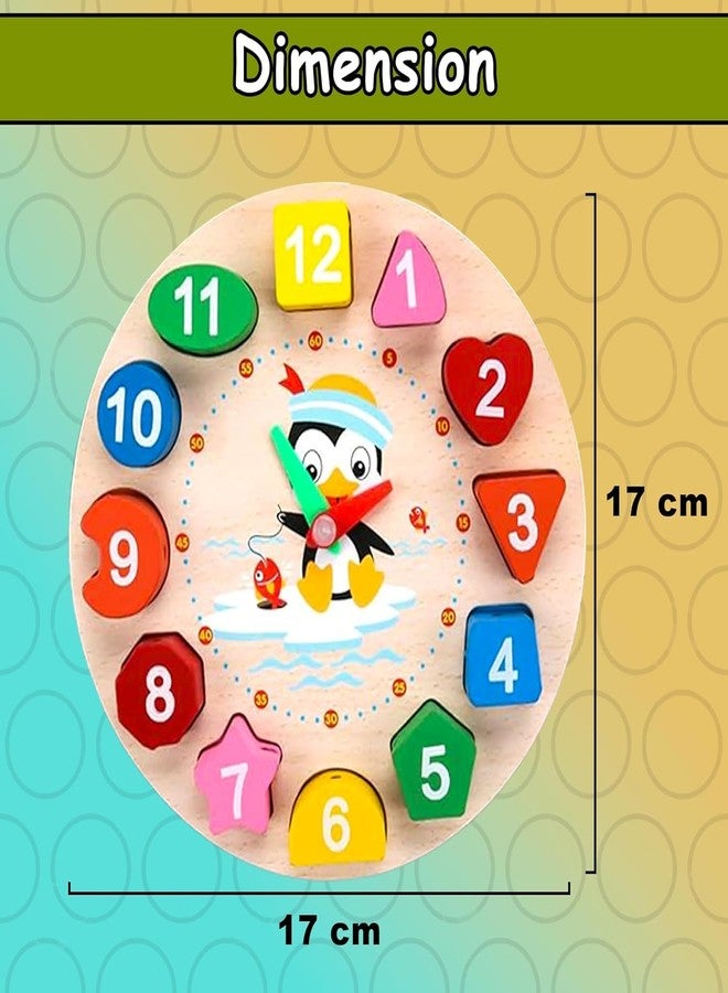 ZIPRON Wooden Learning Clock Toy for Kids - Montessori Educational Toy with Digital & Analog Numbers, Shape & Color Recognition, Bead Lacing Activity | Multicolor (Pack of 1) - Image 3